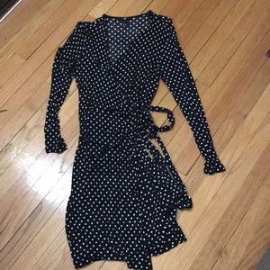 H&M black with white polka dot dress